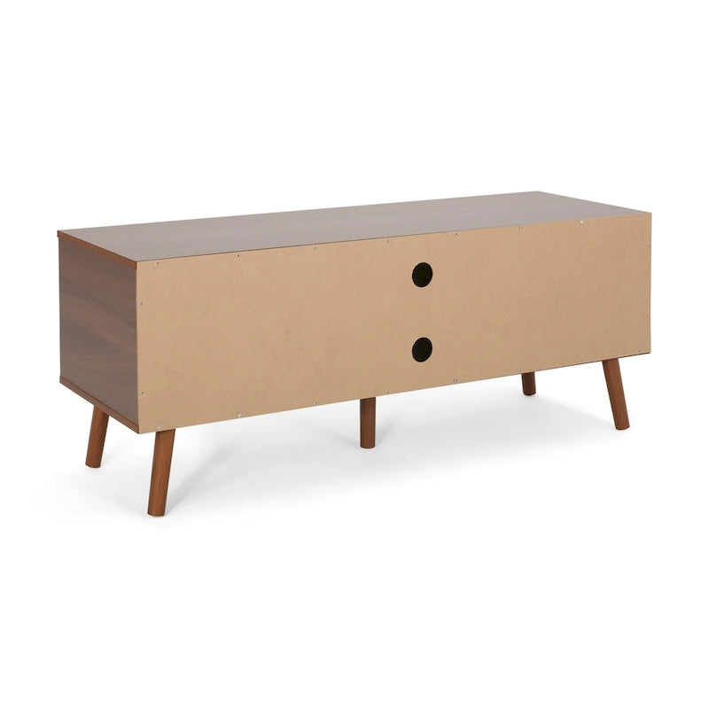 White+Walnut 47.25 TV Stand with Splayed Legs & 3 Staggered Drawers for 40 TVs