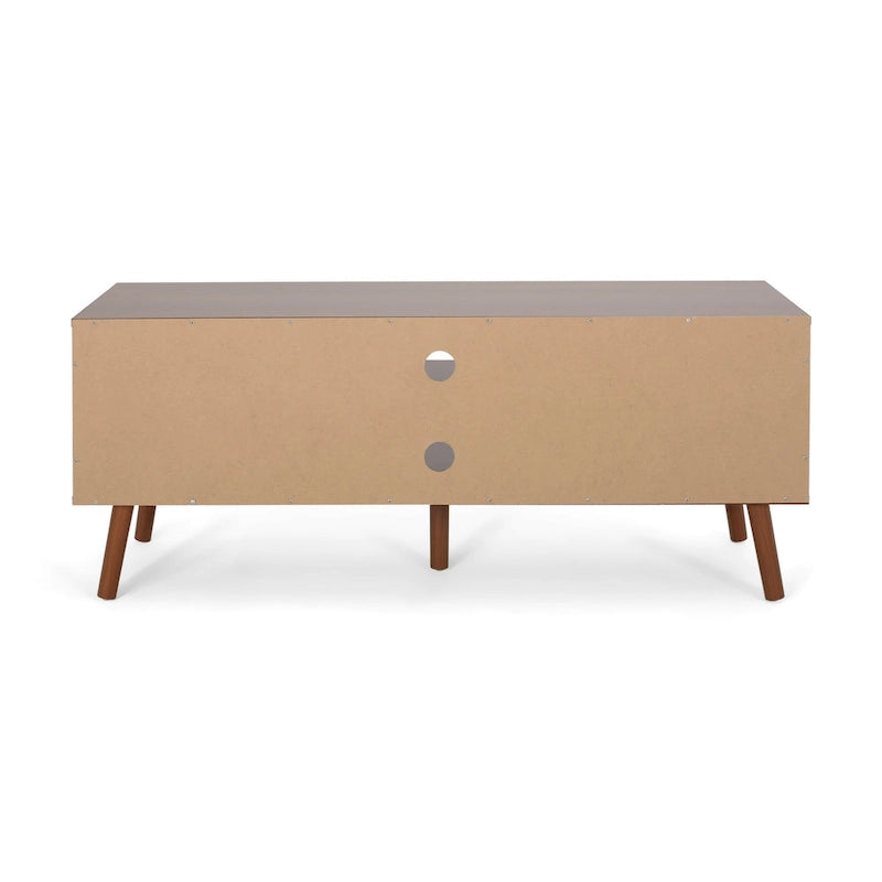 White+Walnut 47.25 TV Stand with Splayed Legs & 3 Staggered Drawers for 40 TVs