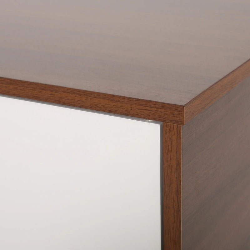 White+Walnut 47.25 TV Stand with Splayed Legs & 3 Staggered Drawers for 40 TVs