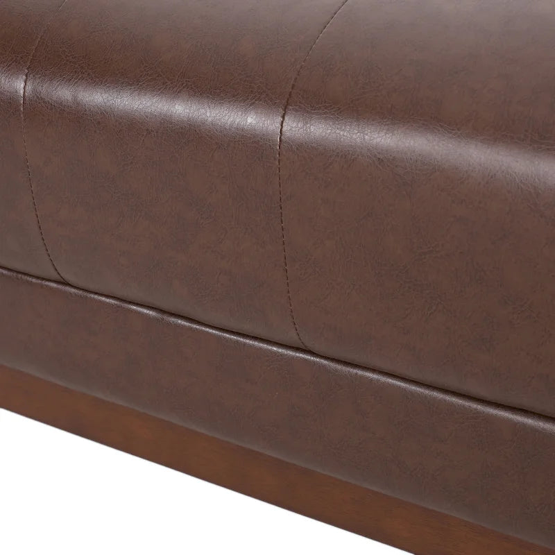 Dark Brown Modern 80.75 Button Tufted 3-Seater Sofa with Wood Legs