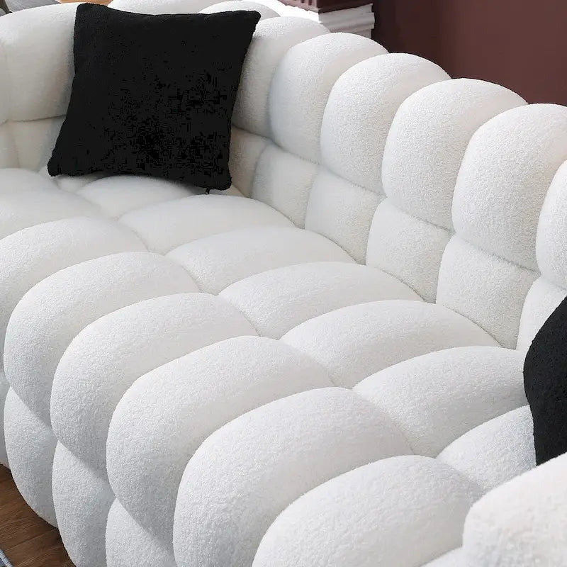 Modern 84.3 Boucle 3-Seater Sofa with Pillows