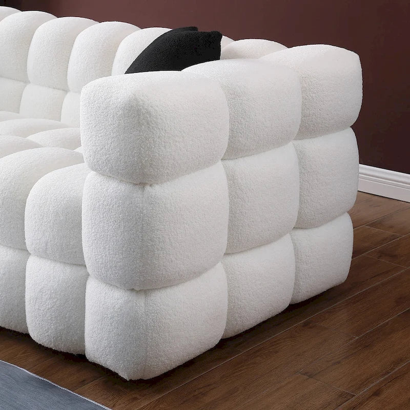 Modern 84.3 Boucle 3-Seater Sofa with Pillows