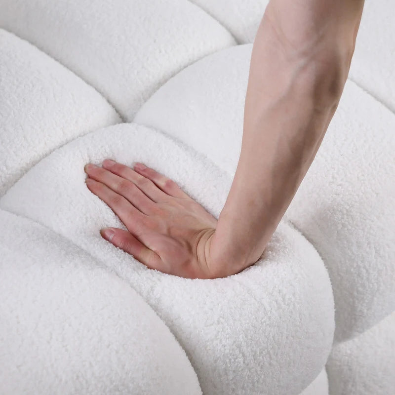 Modern 84.3 Boucle 3-Seater Sofa with Pillows