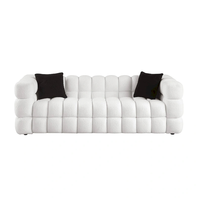 Modern 84.3 Boucle 3-Seater Sofa with Pillows
