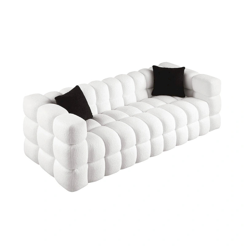 Modern 84.3 Boucle 3-Seater Sofa with Pillows
