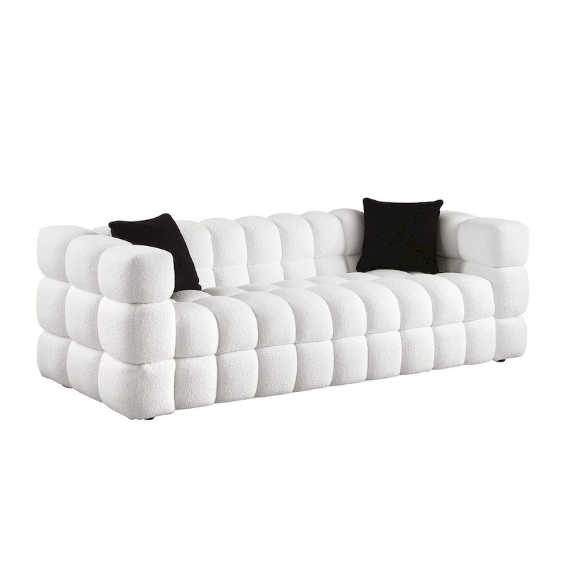 Modern 84.3 Boucle 3-Seater Sofa with Pillows