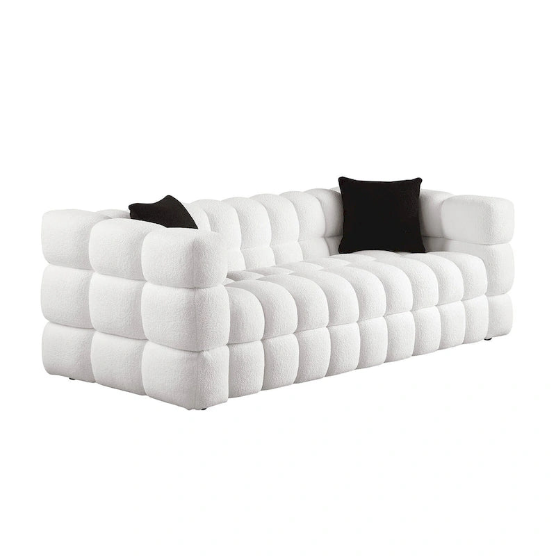 Modern 84.3 Boucle 3-Seater Sofa with Pillows