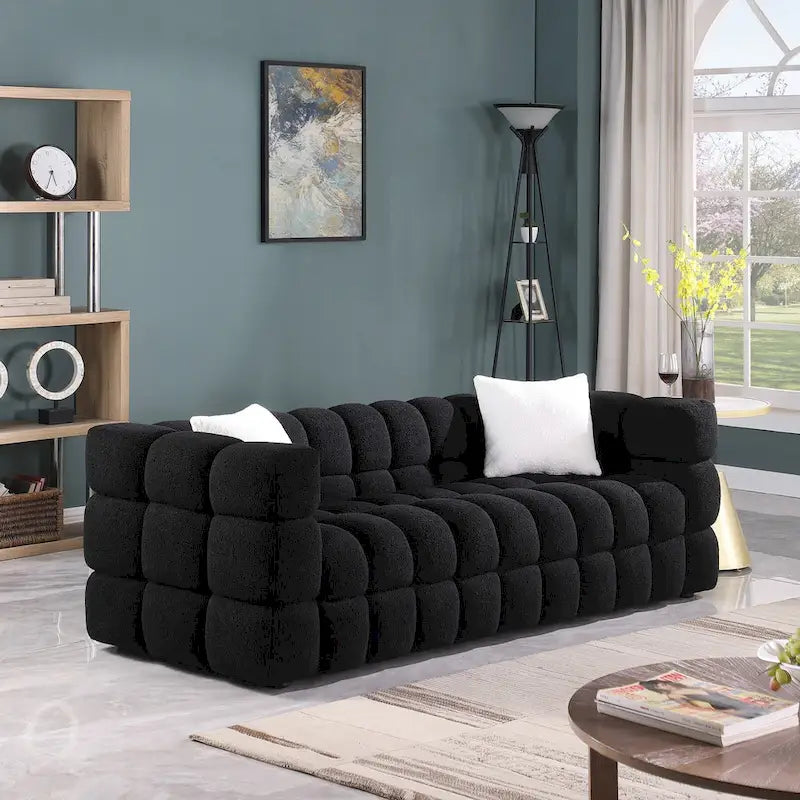 Modern 84.3 Boucle 3-Seater Sofa with Pillows