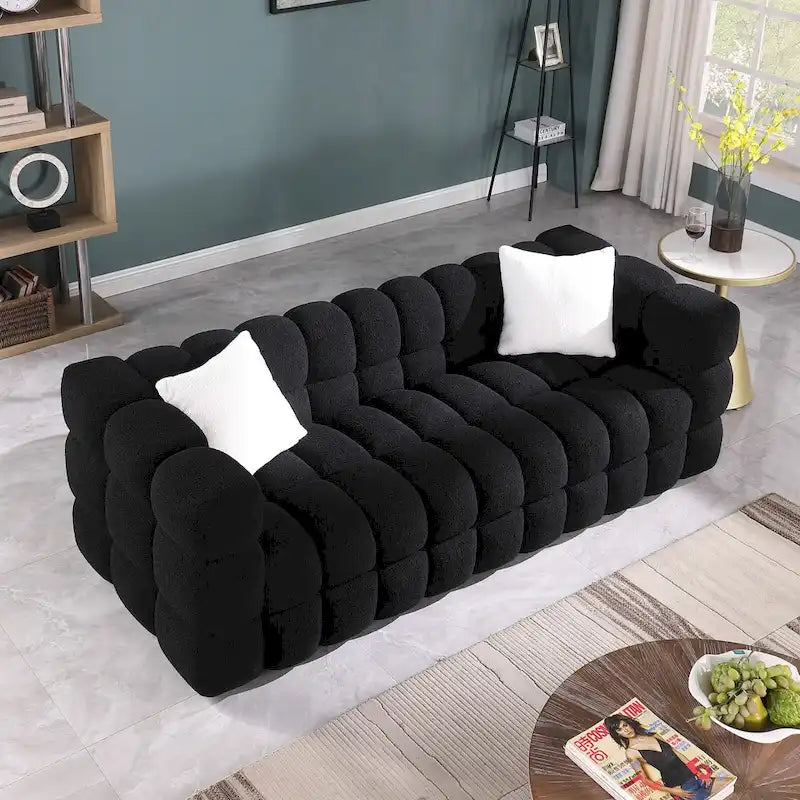 Modern 84.3 Boucle 3-Seater Sofa with Pillows