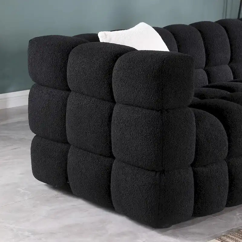 Modern 84.3 Boucle 3-Seater Sofa with Pillows