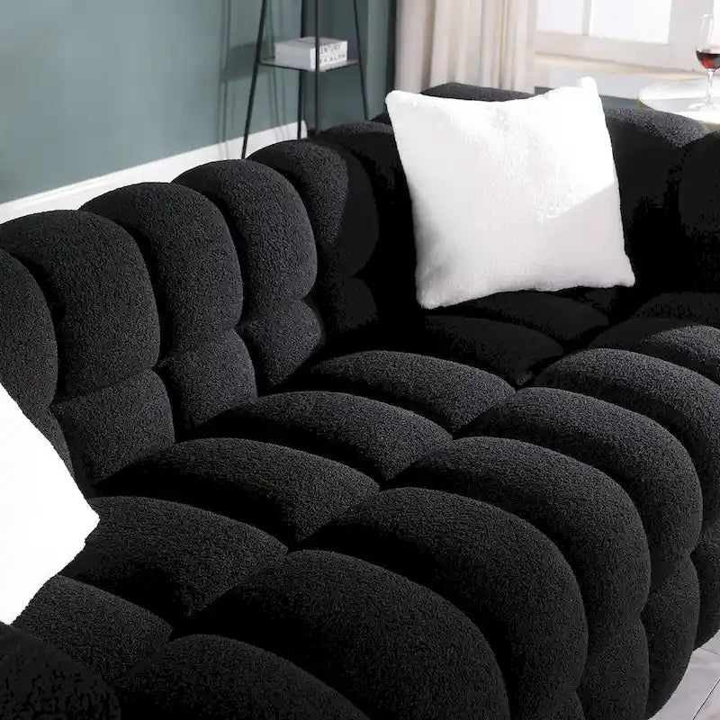 Modern 84.3 Boucle 3-Seater Sofa with Pillows