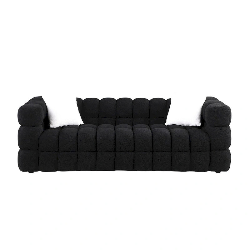 Modern 84.3 Boucle 3-Seater Sofa with Pillows