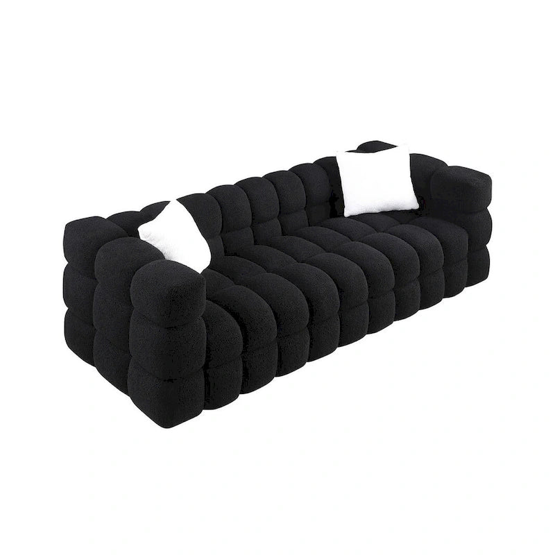Modern 84.3 Boucle 3-Seater Sofa with Pillows