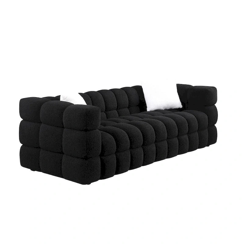 Modern 84.3 Boucle 3-Seater Sofa with Pillows