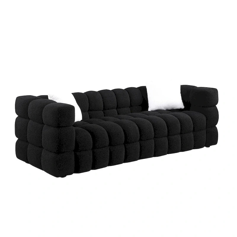 Modern 84.3 Boucle 3-Seater Sofa with Pillows