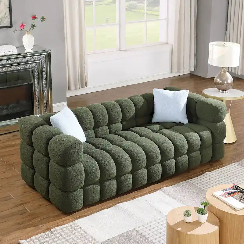 Modern 84.3 Boucle 3-Seater Sofa with Pillows