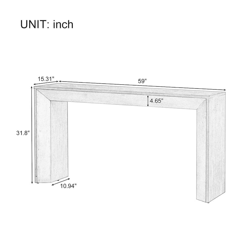 Elegant Console Table with Fireplace-Inspired Design and Wood Veneer Top