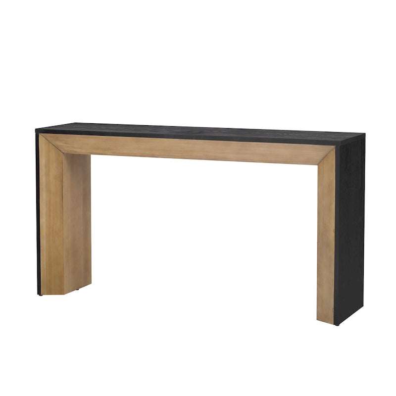 Elegant Console Table with Fireplace-Inspired Design and Wood Veneer Top