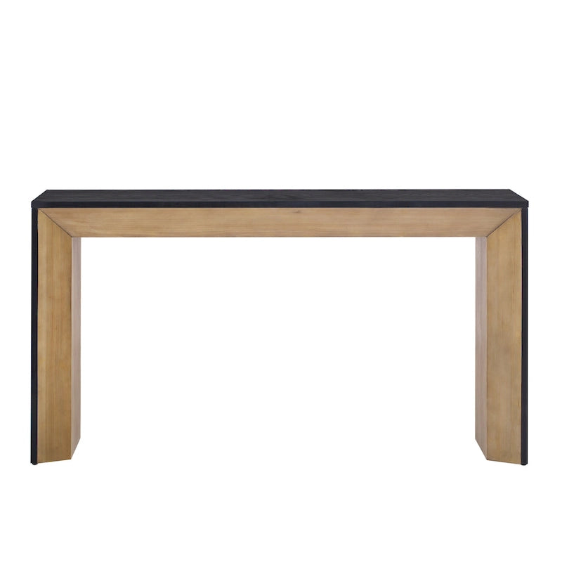 Elegant Console Table with Fireplace-Inspired Design and Wood Veneer Top