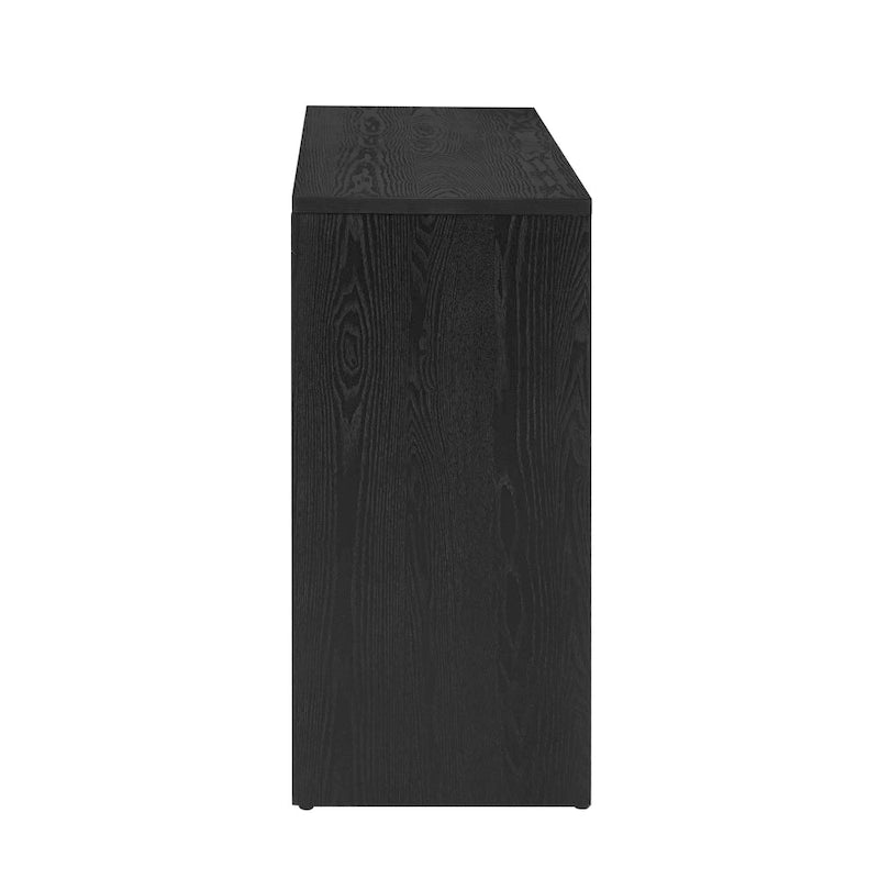 Elegant Console Table with Fireplace-Inspired Design and Wood Veneer Top