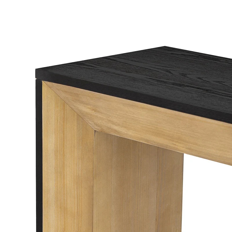 Elegant Console Table with Fireplace-Inspired Design and Wood Veneer Top