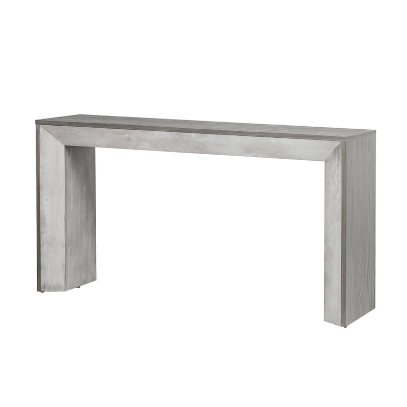 Elegant Console Table with Fireplace-Inspired Design and Wood Veneer Top