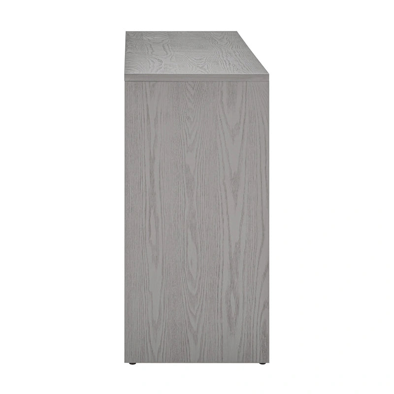 Elegant Console Table with Fireplace-Inspired Design and Wood Veneer Top