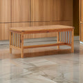 Mia Coffee Table, Brown Acacia Wood, Slatted Rectangular 40 Inch