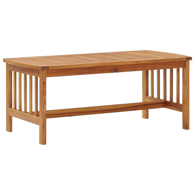 Brown Acacia Wood Slatted Rectangular Coffee Table, 40 Inch