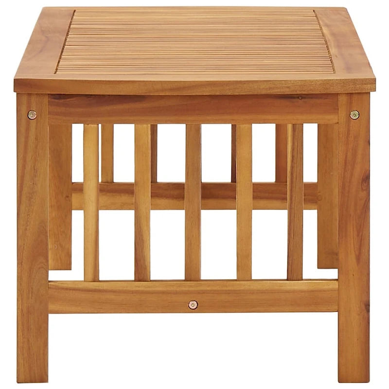 Brown Acacia Wood Slatted Rectangular Coffee Table, 40 Inch