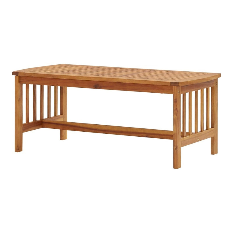 Brown Acacia Wood Slatted Rectangular Coffee Table, 40 Inch