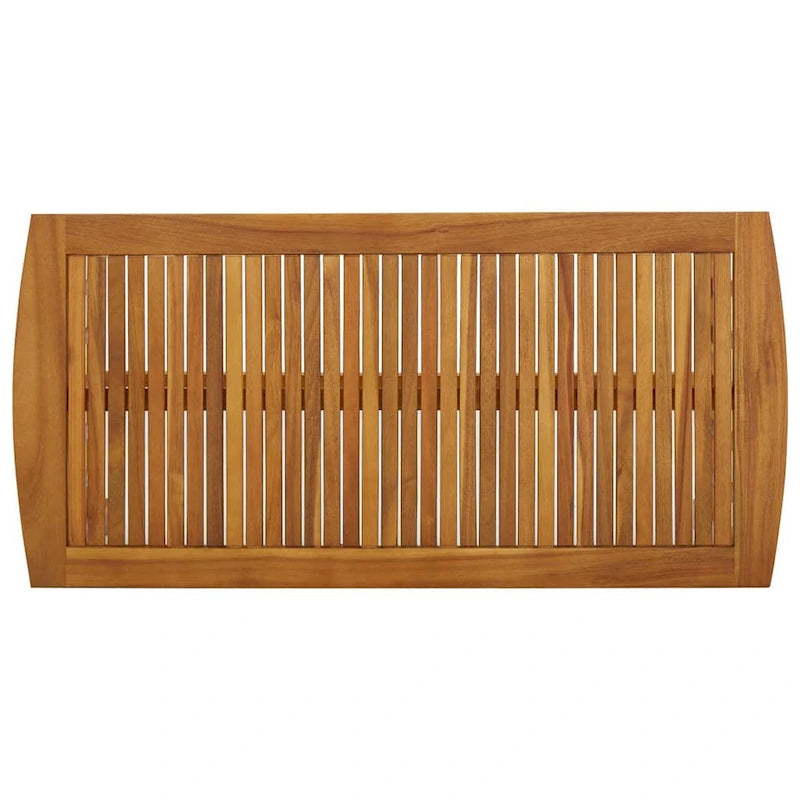 Brown Acacia Wood Slatted Rectangular Coffee Table, 40 Inch