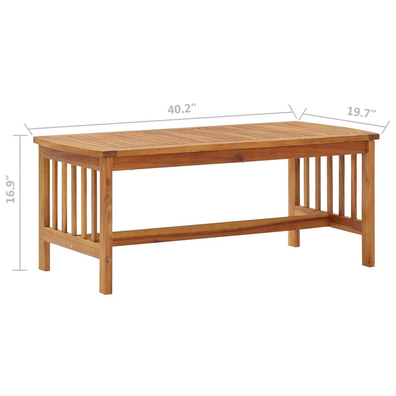 Brown Acacia Wood Slatted Rectangular Coffee Table, 40 Inch