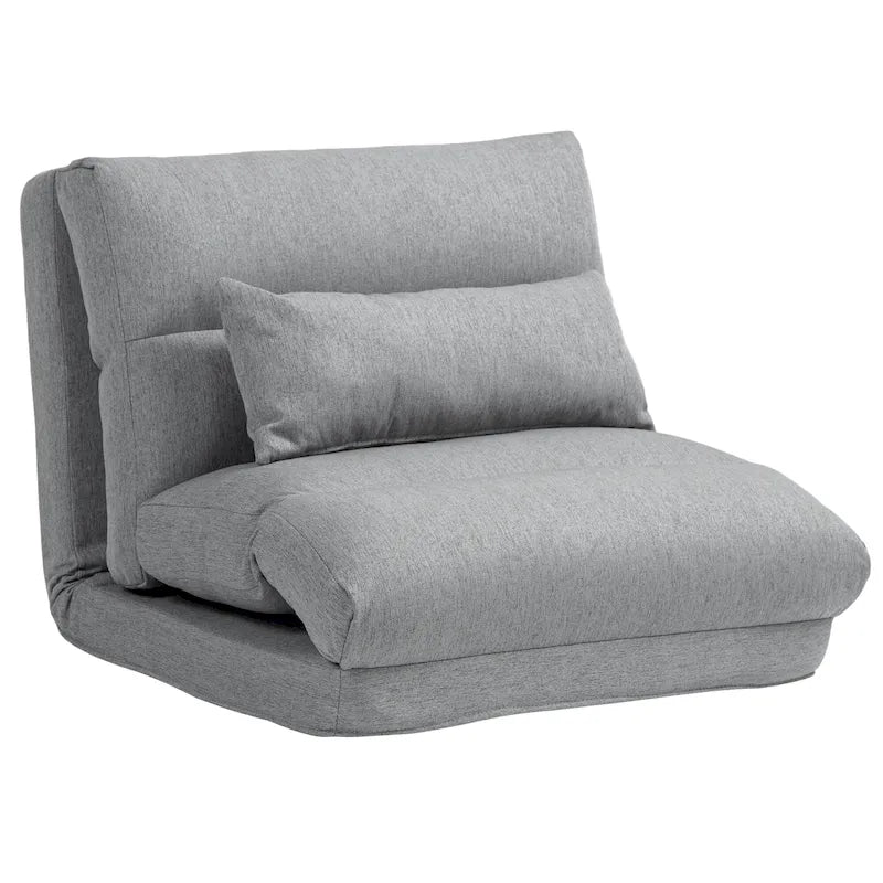Gray 27.6 Folding Chaise Lounge Chair with Pillow