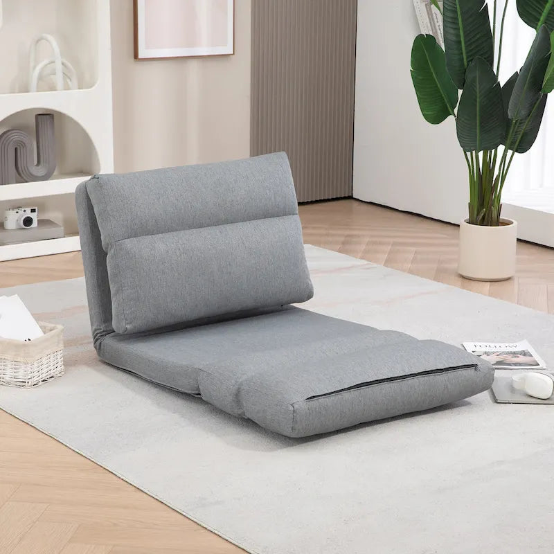 Gray 27.6 Folding Chaise Lounge Chair with Pillow