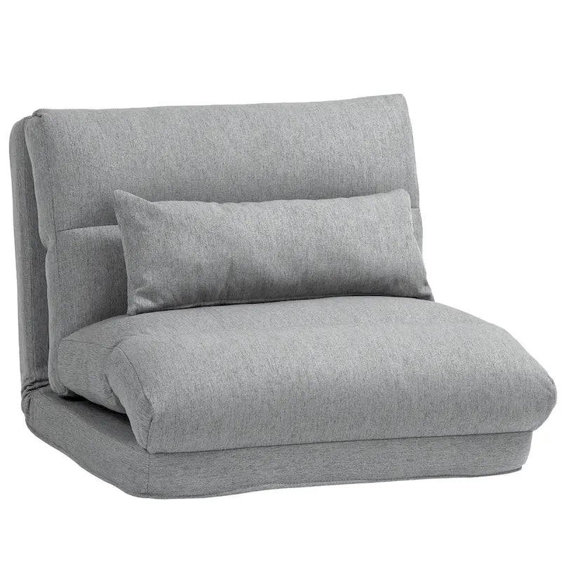 Gray 27.6 Folding Chaise Lounge Chair with Pillow