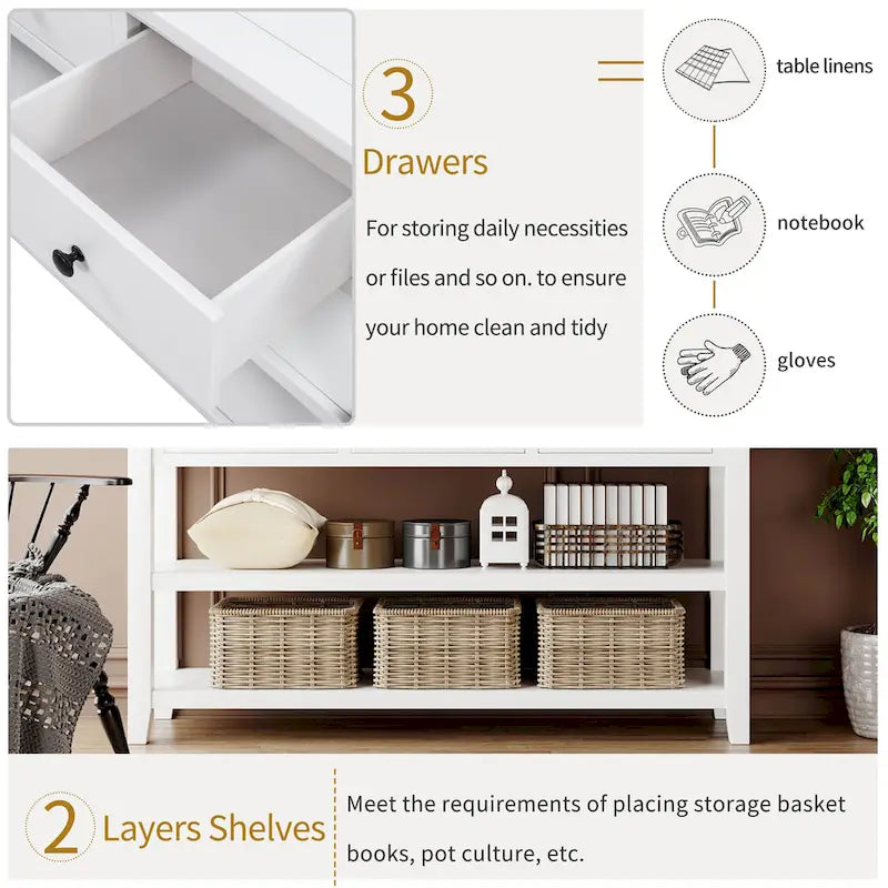 Console avec 2 étagères ouvertes – 16,00 x 50,00 x 30,00