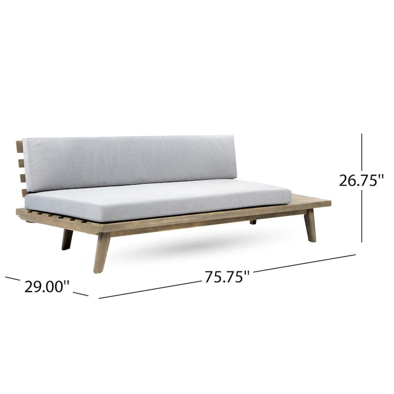 Minimalist Acacia Wood and Fabric Right-Sided Sofa