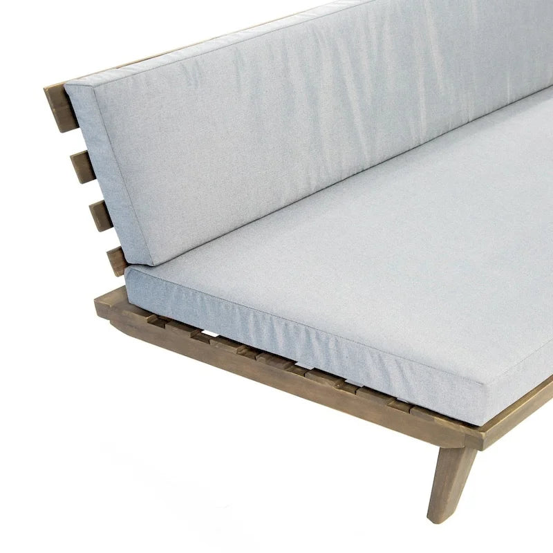 Minimalist Acacia Wood and Fabric Right-Sided Sofa