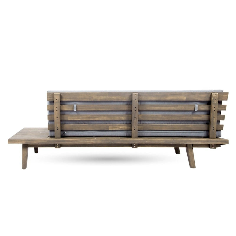 Minimalist Acacia Wood and Fabric Right-Sided Sofa