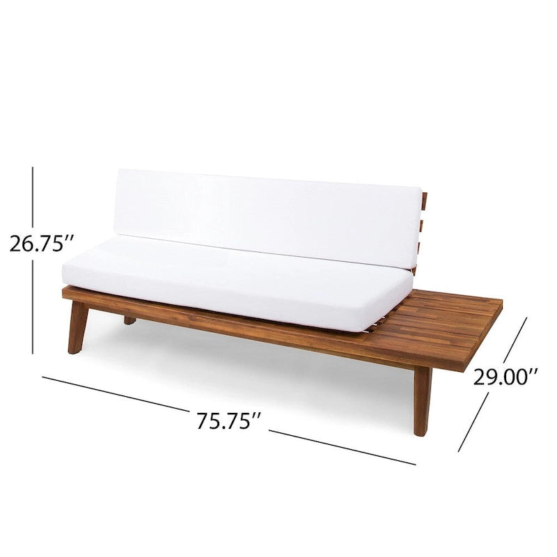 Minimalist Acacia Wood and Fabric Right-Sided Sofa