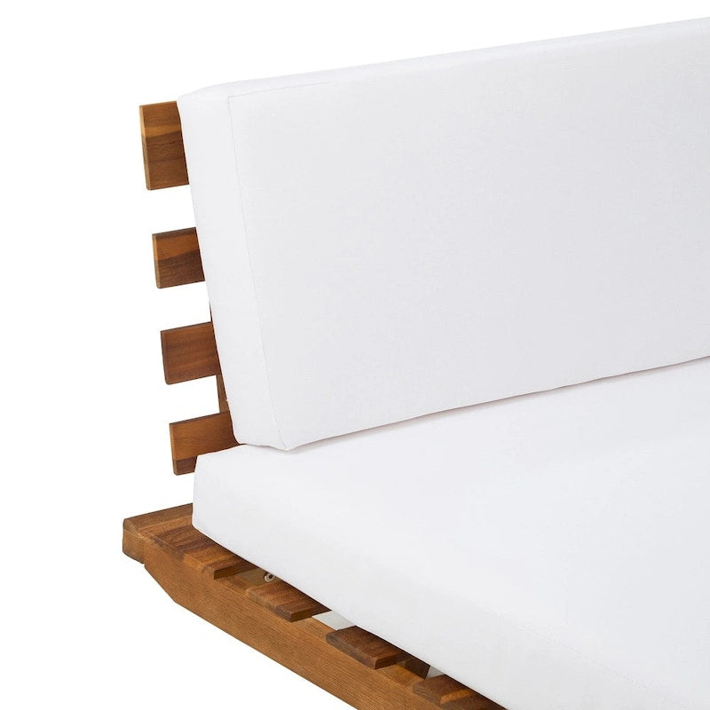 Minimalist Acacia Wood and Fabric Right-Sided Sofa