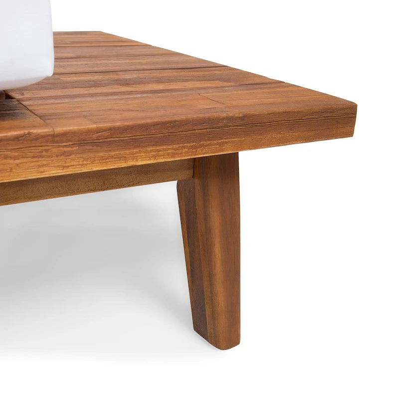 Minimalist Acacia Wood and Fabric Right-Sided Sofa