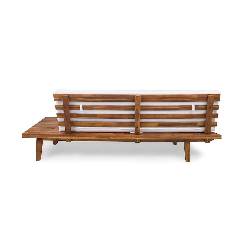 Minimalist Acacia Wood and Fabric Right-Sided Sofa