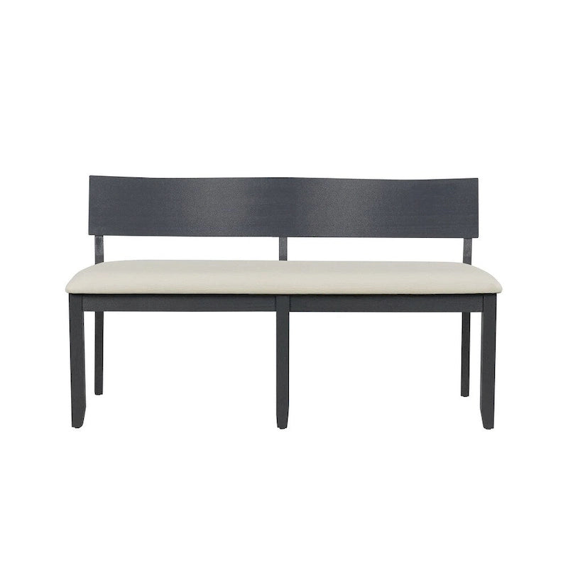Wood Dining Bench with Curved Backrest and Cushion Seat