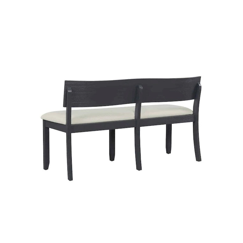 Wood Dining Bench with Curved Backrest and Cushion Seat