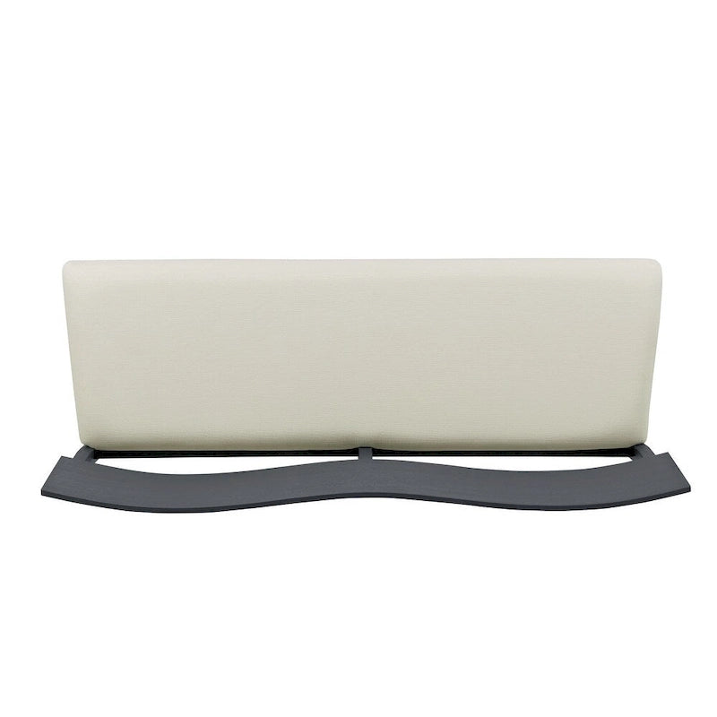 Wood Dining Bench with Curved Backrest and Cushion Seat