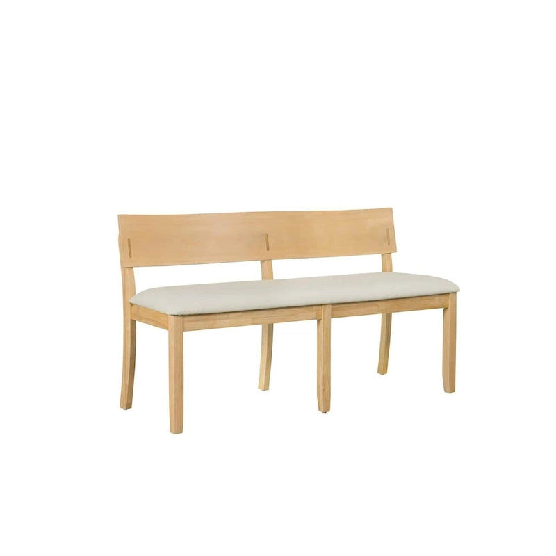 Wood Dining Bench with Curved Backrest and Cushion Seat