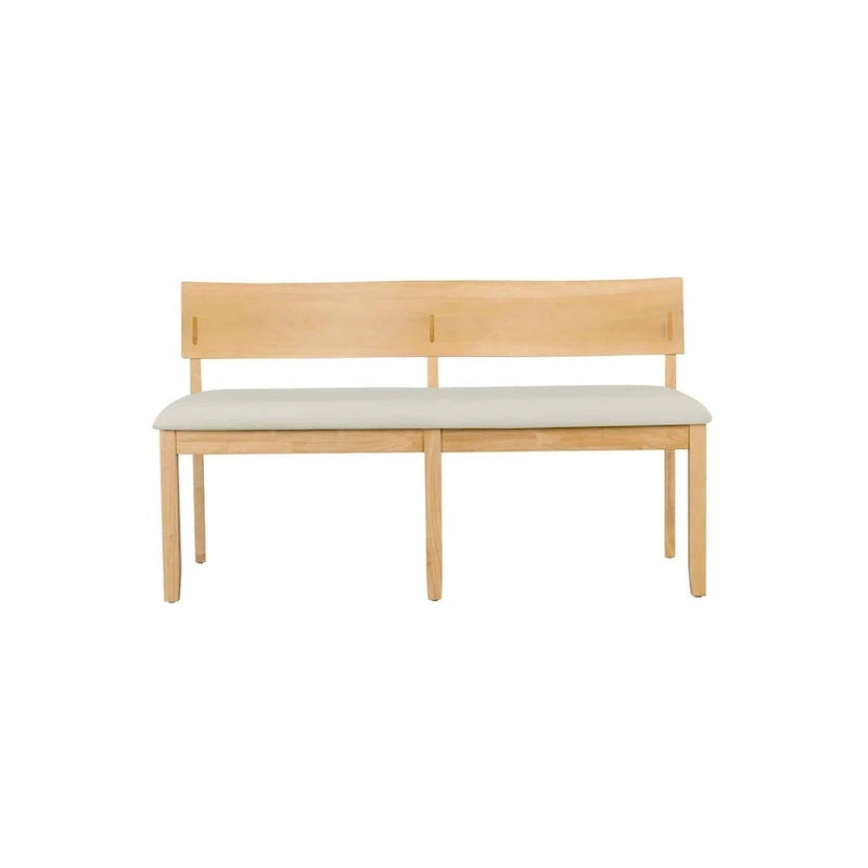 Wood Dining Bench with Curved Backrest and Cushion Seat