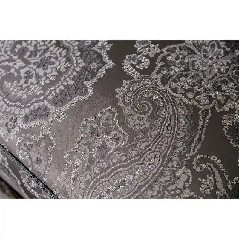 Traditional Chenille Upholstered Sofa with Ornate Wood Trim